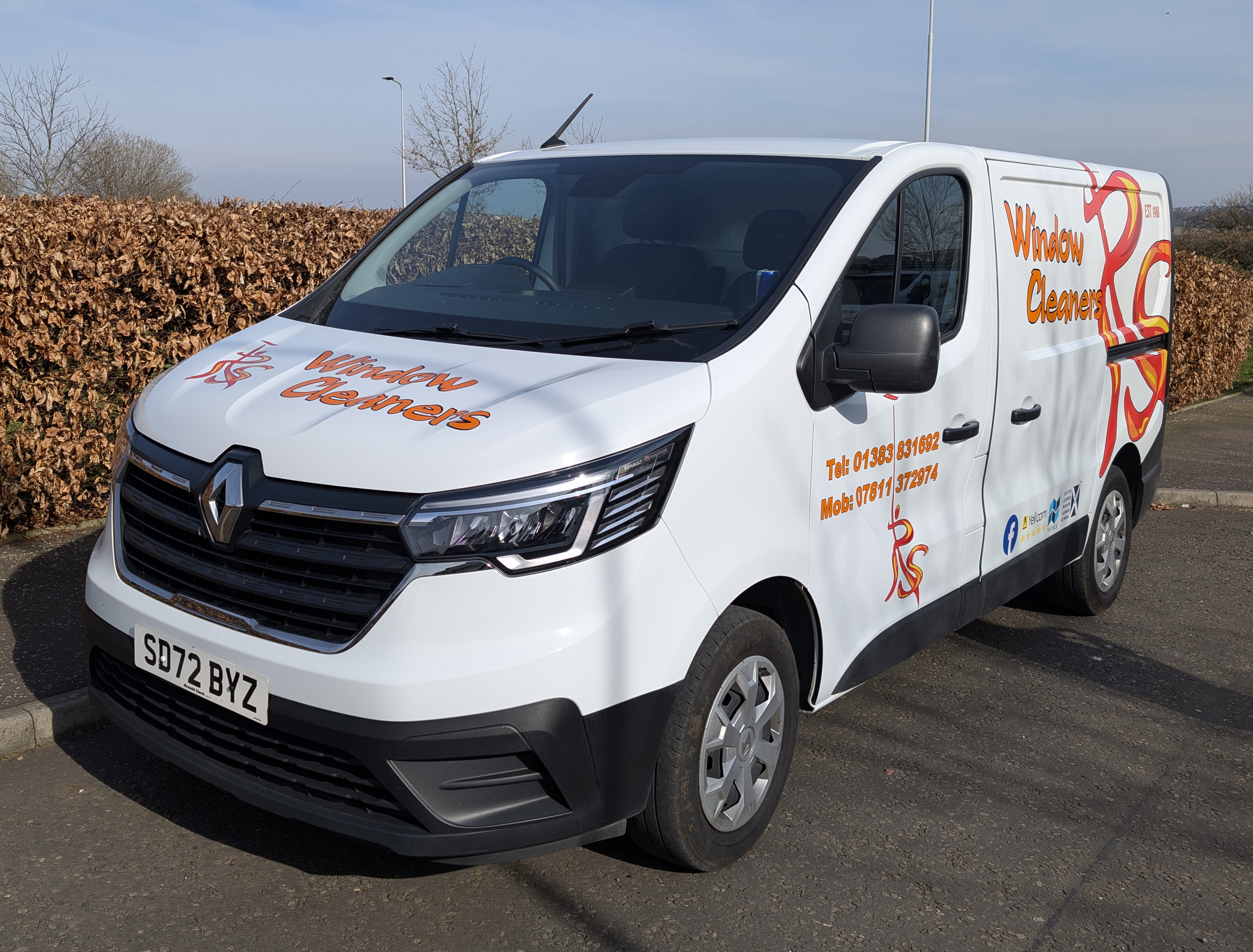 RS Window Cleaners van used for gutter cleaning services across Fife